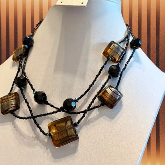🎉HP!🎉Murano Style Artisan Glass Layered Beaded Necklace - Picture 5 of 6